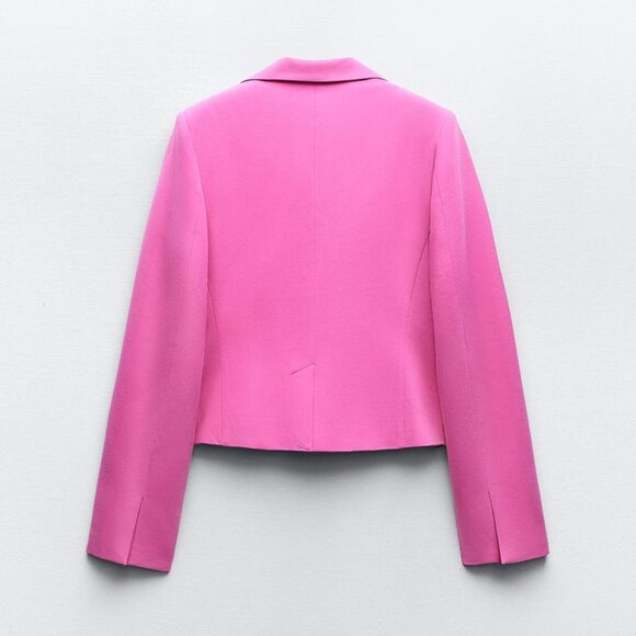 NWT ZARA TAILORED FELT TEXTURE BLAZER fuchsia - Picture 4 of 9